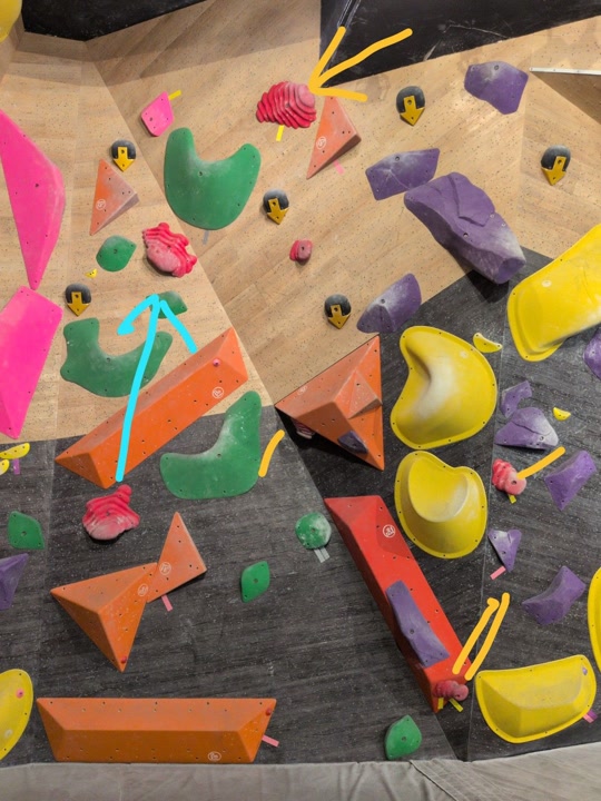 紅色石頭，黃色膠帶